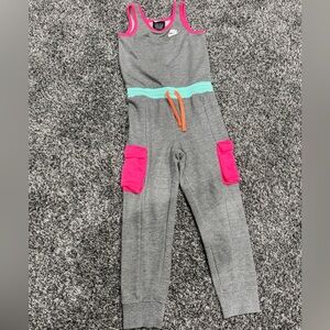 Nike Kids Gray Jogger Jumper with Pink Pockets and Aqua Waistband